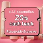 e.l.f. cosmetics 20% cash back